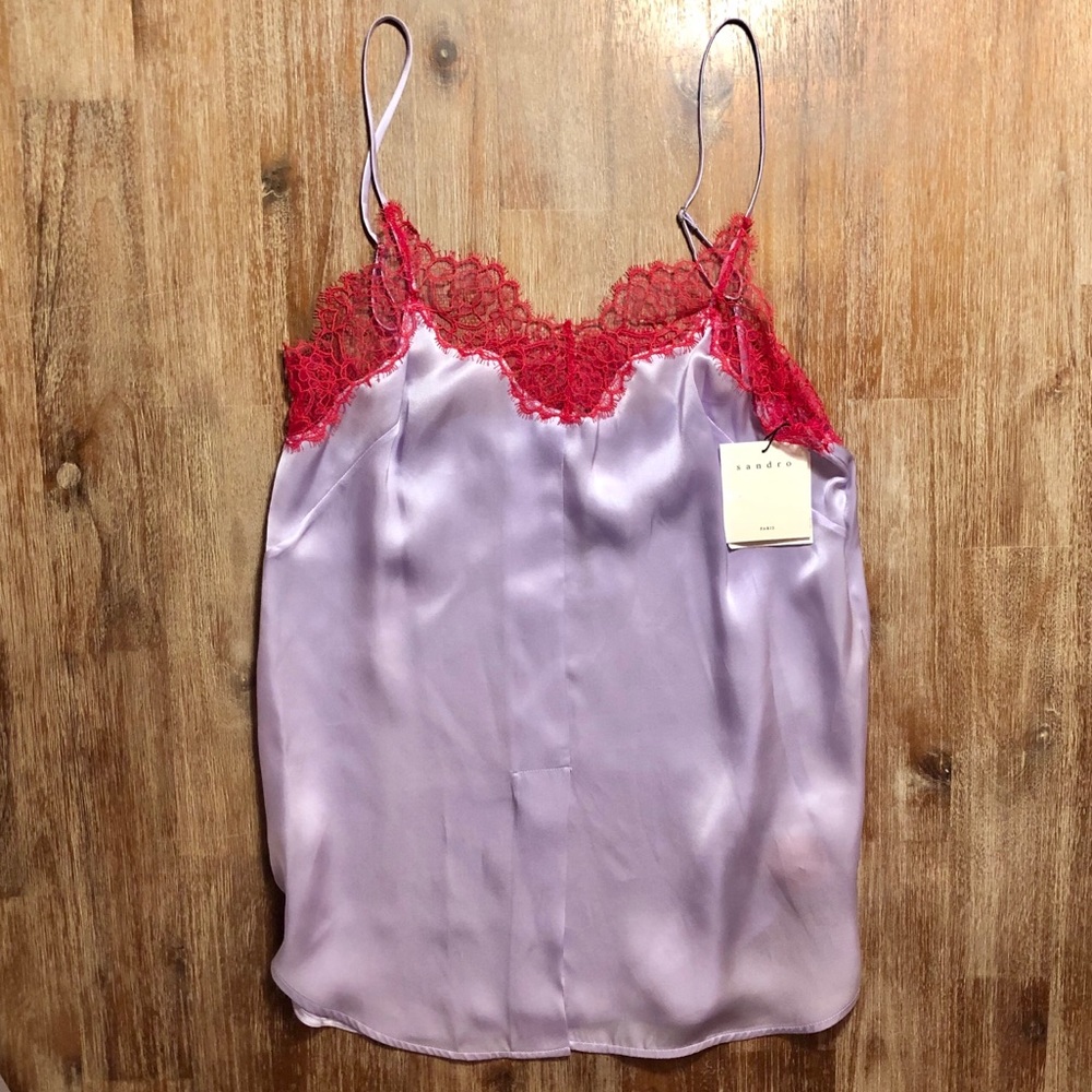 Sandro Perrine Lace-Trimmed Cami